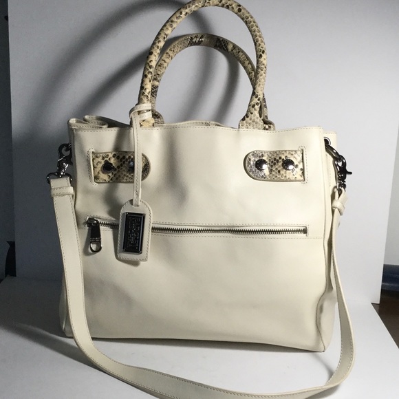 Badgley Mischka Handbags - BADGLEY MISCHKA cream snake handbag with strap